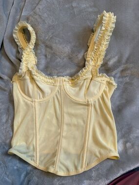 Pale Yellow Ruffled Bustier Camisole